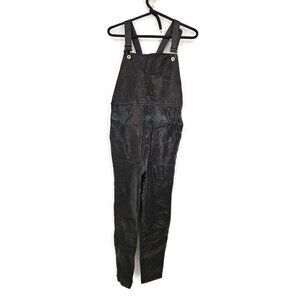 Collina Strada Black Leather Overalls Womens S Jumpsuit Pants